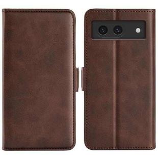 For Google Pixel 8a Dual-side Magnetic Buckle Horizontal Flip Leather Phone Case(Brown)