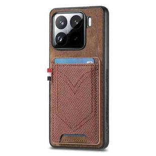 For Xiaomi 15 Denim Texture Leather Skin Phone Case with Card Slot(Brown)