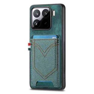 For Xiaomi 15 Denim Texture Leather Skin Phone Case with Card Slot(Green)