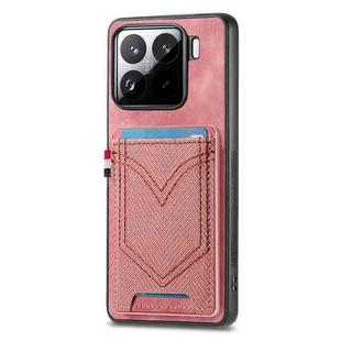For Xiaomi 15 Denim Texture Leather Skin Phone Case with Card Slot(Pink)