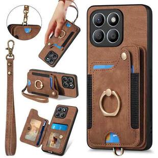 For Honor X8b Retro Skin-feel Ring Multi-card RFID Wallet Phone Case(Brown)