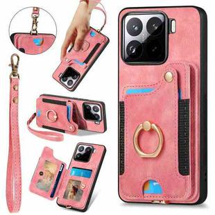 For Xiaomi 15 Retro Skin-feel Ring Multi-card RFID Wallet Phone Case(Pink)
