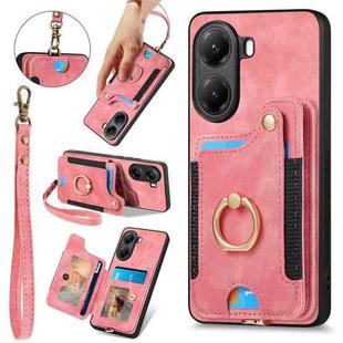 For Redmi Turbo 4 Retro Skin-feel Ring Multi-card RFID Wallet Phone Case(Pink)