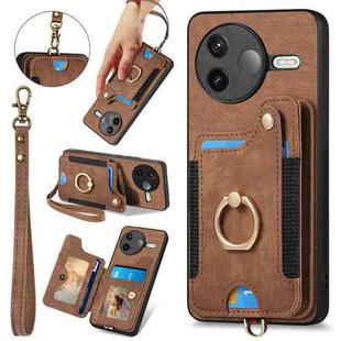 For Redmi K80 Pro / Poco F7 Ultra Retro Skin-feel Ring Multi-card RFID Wallet Phone Case(Brown)
