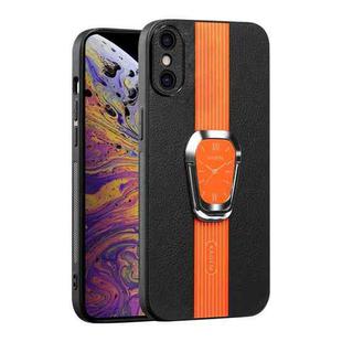 For iPhone XS Max Magnetic Litchi Leather Back Phone Case with Holder(Orange)