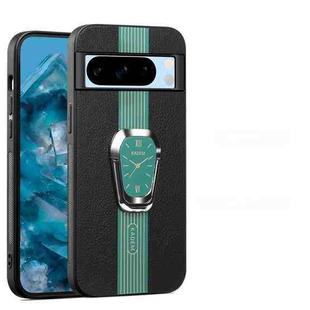 For Google Pixel 7 Magnetic Litchi Leather Back Phone Case with Holder(Green)