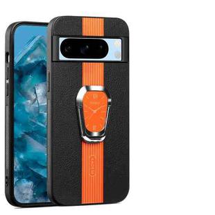 For Google Pixel 8 Pro Magnetic Litchi Leather Back Phone Case with Holder(Orange)