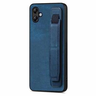 For Samsung Galaxy A04e Retro Wristband Holder Leather Back Phone Case(Blue)