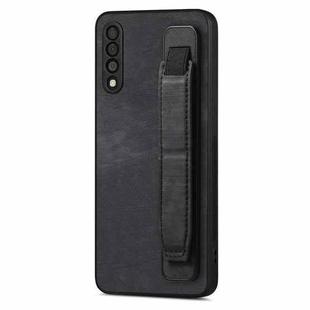 For Samsung Galaxy A50s Retro Wristband Holder Leather Back Phone Case(Black)