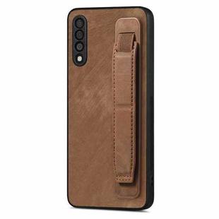 For Samsung Galaxy A50s Retro Wristband Holder Leather Back Phone Case(Brown)