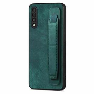 For Samsung Galaxy A50s Retro Wristband Holder Leather Back Phone Case(Green)