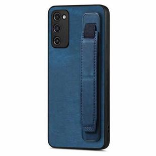 For Samsung Galaxy S20 FE Retro Wristband Holder Leather Back Phone Case(Blue)