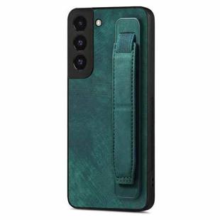 For Samsung Galaxy S22 5G Retro Wristband Holder Leather Back Phone Case(Green)