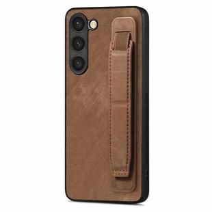 For Samsung Galaxy S23+ 5G Retro Wristband Holder Leather Back Phone Case(Brown)