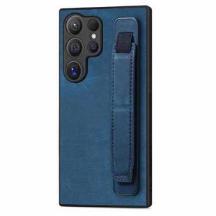 For Samsung Galaxy S24 Ultra 5G Retro Wristband Holder Leather Back Phone Case(Blue)