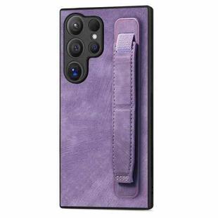 For Samsung Galaxy S24 Ultra 5G Retro Wristband Holder Leather Back Phone Case(Purple)