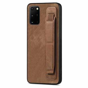 For Samsung Galaxy S20+ Retro Wristband Holder Leather Back Phone Case(Brown)
