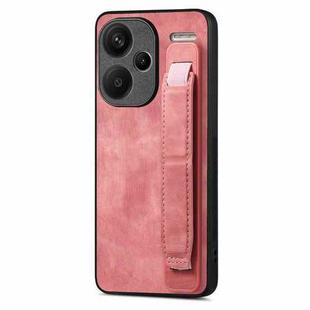 For Xiaomi Redmi Note 13 Pro+ Retro Wristband Holder Leather Back Phone Case(Pink)