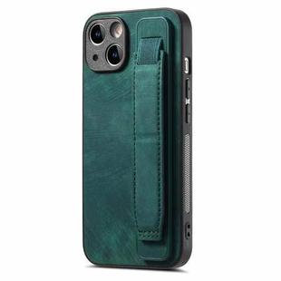 For iPhone 14 Retro Wristband Holder Leather Back Phone Case(Green)