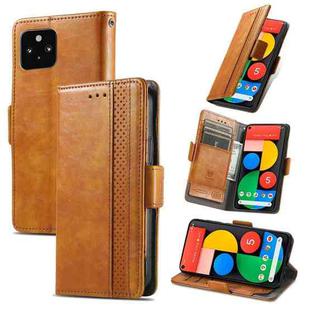 For Google Pixel 5 CaseNeo Splicing Dual Magnetic Buckle Leather Phone Case(Khaki)
