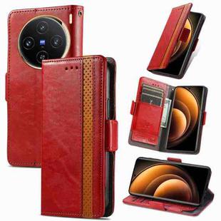 For vivo X100 Pro CaseNeo Splicing Dual Magnetic Buckle Leather Phone Case(Red)