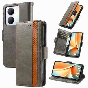 For vivo Y100 CaseNeo Splicing Dual Magnetic Buckle Leather Phone Case(Gray)