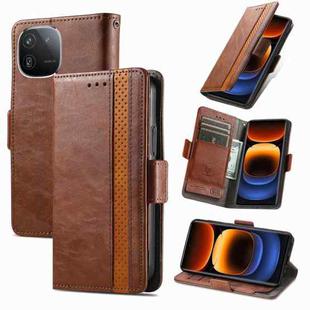 For vivo iQOO 12 5G CaseNeo Splicing Dual Magnetic Buckle Leather Phone Case(Brown)