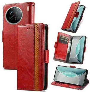 For vivo X90s CaseNeo Splicing Dual Magnetic Buckle Leather Phone Case(Red)