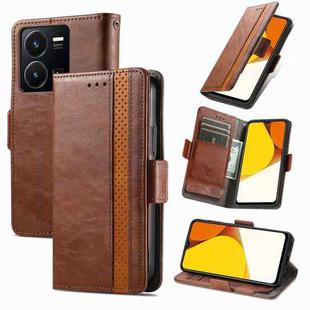 For vivo Y35 5G CaseNeo Splicing Dual Magnetic Buckle Leather Phone Case(Brown)