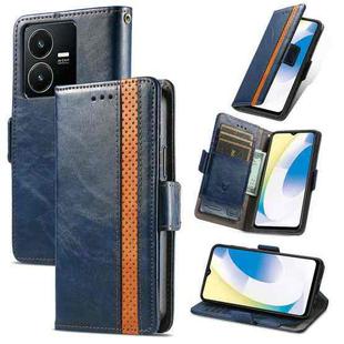 For vivo Y22 CaseNeo Splicing Dual Magnetic Buckle Leather Phone Case(Blue)