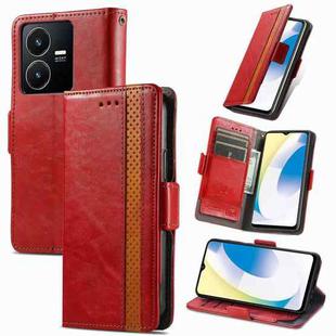 For vivo Y22 CaseNeo Splicing Dual Magnetic Buckle Leather Phone Case(Red)