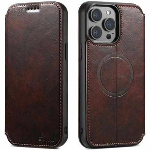 For iPhone 15 Pro Max Suteni J05 Leather Magnetic MagSafe Phone Case(Brown)