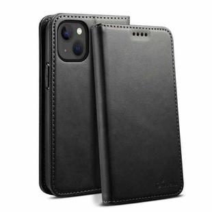 For iPhone 15 Plus Suteni Calf Texture Horizontal Flip Leather Phone Case(Black)