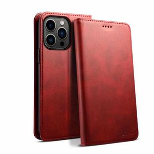 For iPhone 16 Pro Max Suteni Calf Texture Horizontal Flip Leather Phone Case(Red)