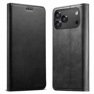 For iPhone 17 Pro Max Suteni Calf Texture Horizontal Flip Leather Phone Case(Black)