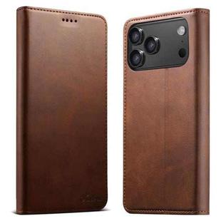 For iPhone 17 Pro Max Suteni Calf Texture Horizontal Flip Leather Phone Case(Brown)