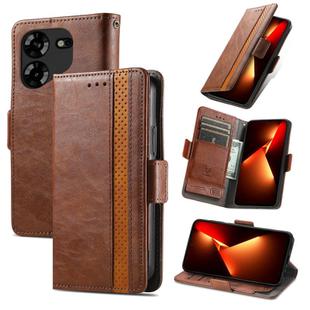 For Tecno Pova 5 Pro CaseNeo Splicing Dual Magnetic Buckle Leather Phone Case(Brown)