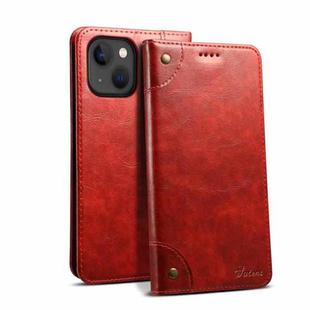For iPhone 15 Suteni Baroque Calf Texture Buckle Wallet Leather Phone Case(Red)