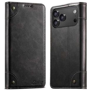 For iPhone 17 Pro Max Suteni Baroque Calf Texture Buckle Wallet Leather Phone Case(Black)