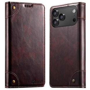 For iPhone 17 Pro Max Suteni Baroque Calf Texture Buckle Wallet Leather Phone Case(Brown)
