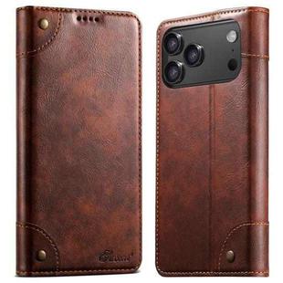 For iPhone 17 Pro Max Suteni Baroque Calf Texture Buckle Wallet Leather Phone Case(Khaki)