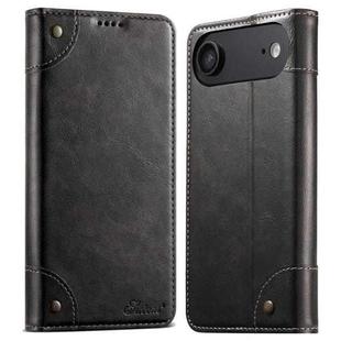 For iPhone 17 Air Suteni Baroque Calf Texture Buckle Wallet Leather Phone Case(Black)