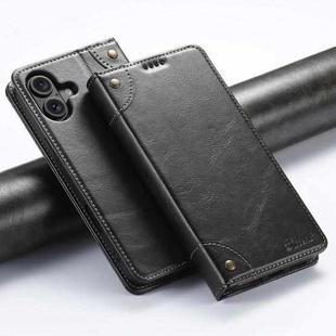 For iPhone 17 Suteni Baroque Calf Texture Buckle Wallet Leather Phone Case(Black)