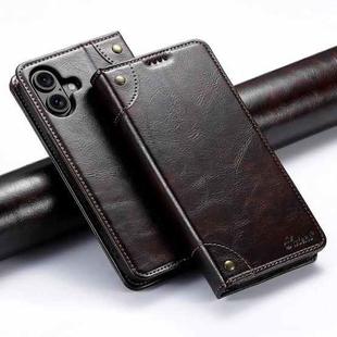 For iPhone 17 Suteni Baroque Calf Texture Buckle Wallet Leather Phone Case(Brown)