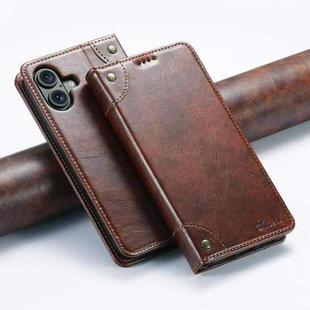 For iPhone 17 Suteni Baroque Calf Texture Buckle Wallet Leather Phone Case(Khaki)