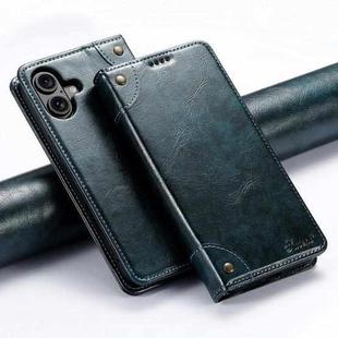 For iPhone 17 Suteni Baroque Calf Texture Buckle Wallet Leather Phone Case(Blue)