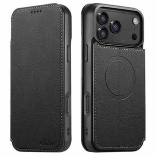 For iPhone 17 Pro Max Suteni J06 Retro Matte Litchi Texture Leather MagSafe Phone Case(Black)