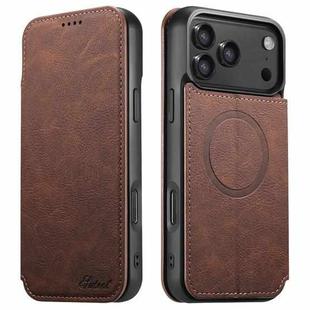 For iPhone 17 Pro Max Suteni J06 Retro Matte Litchi Texture Leather MagSafe Phone Case(Brown)