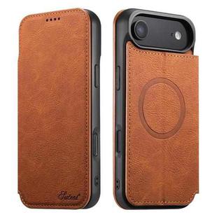 For iPhone 17 Air Suteni J06 Retro Matte Litchi Texture Leather MagSafe Phone Case(Khaki)