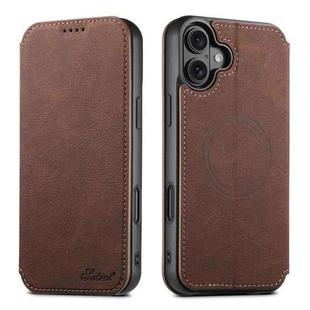For iPhone 17 Suteni J06 Retro Matte Litchi Texture Leather MagSafe Phone Case(Brown)